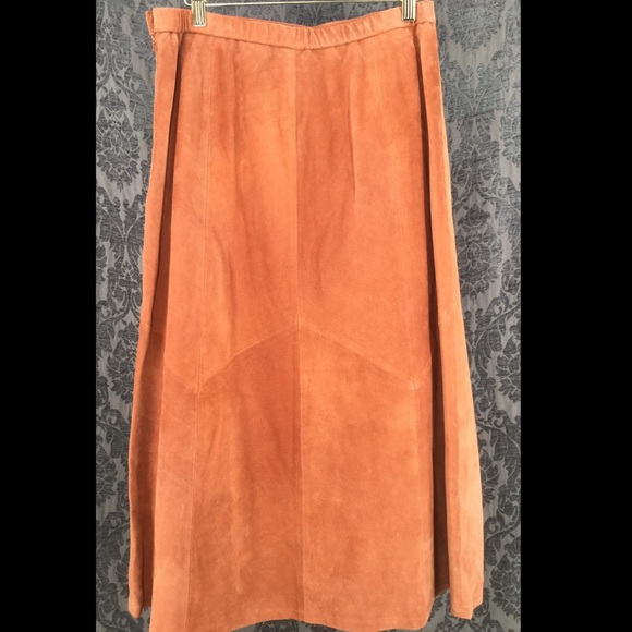 Terry Lewis Size 14 Suede Maxi Burnt Orange Skirt - Picture 4 of 7
